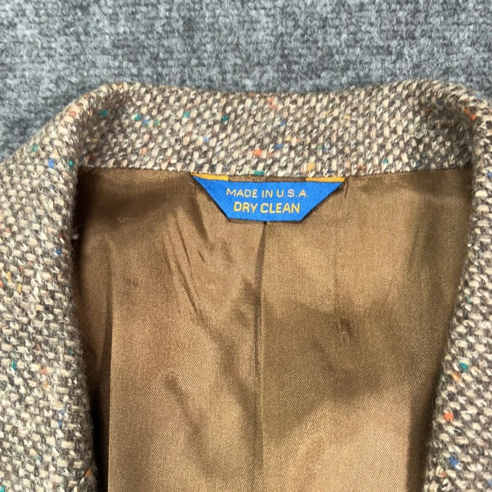 VTG Pendleton Blazer Mens 48 Long Virgin Wool Elbow Patches Brown Made in USA